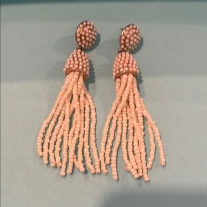 Elegant Pink Beaded Tassel Earrings